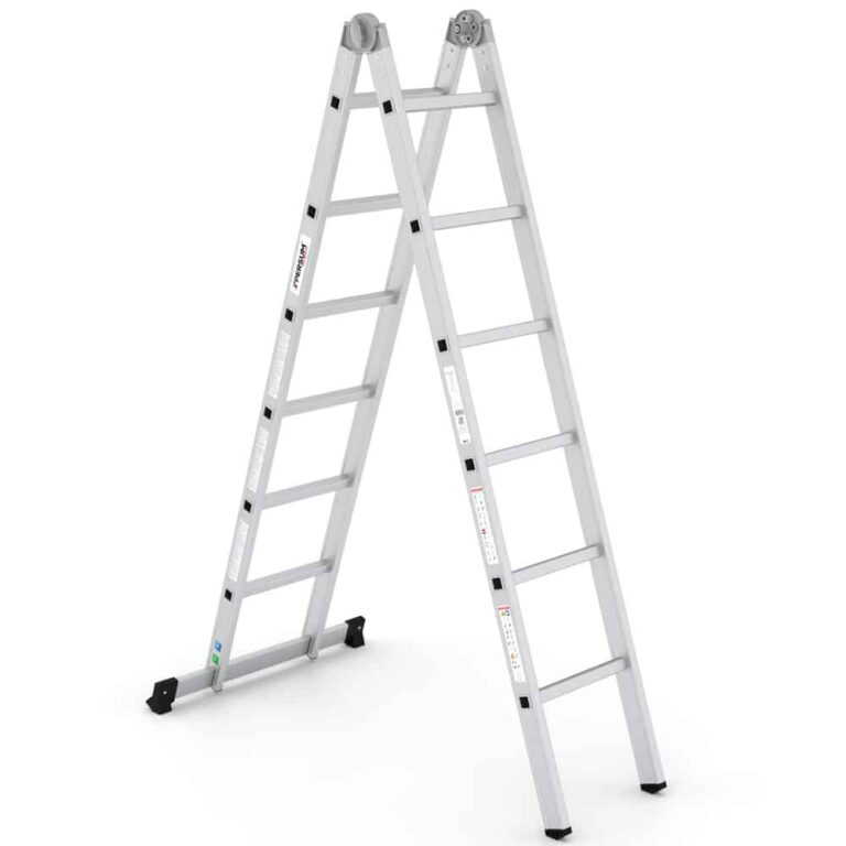 Escalera de aluminio plegable con dos posiciones de trabajo 6+6