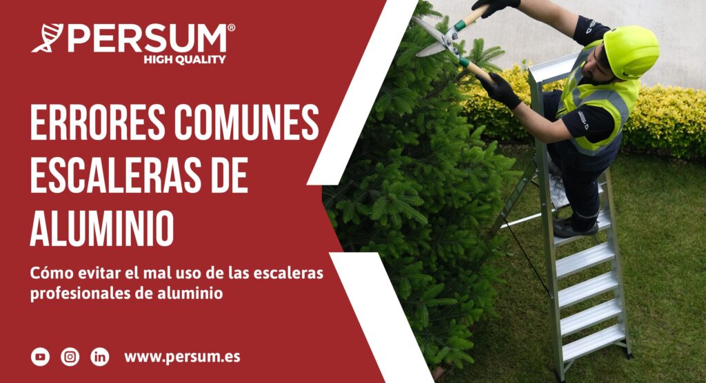 Escalera profesional de aluminio certificada según norma EN 131 en entorno industrial seguro