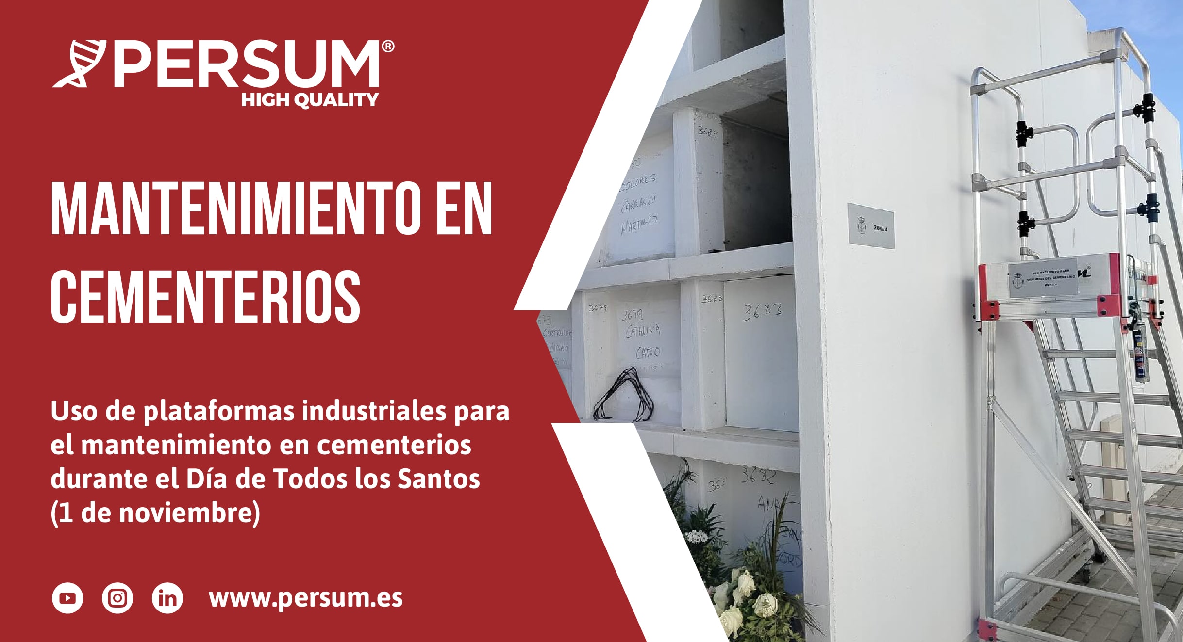 plataforma RD en uso durante mantenimiento de nichos