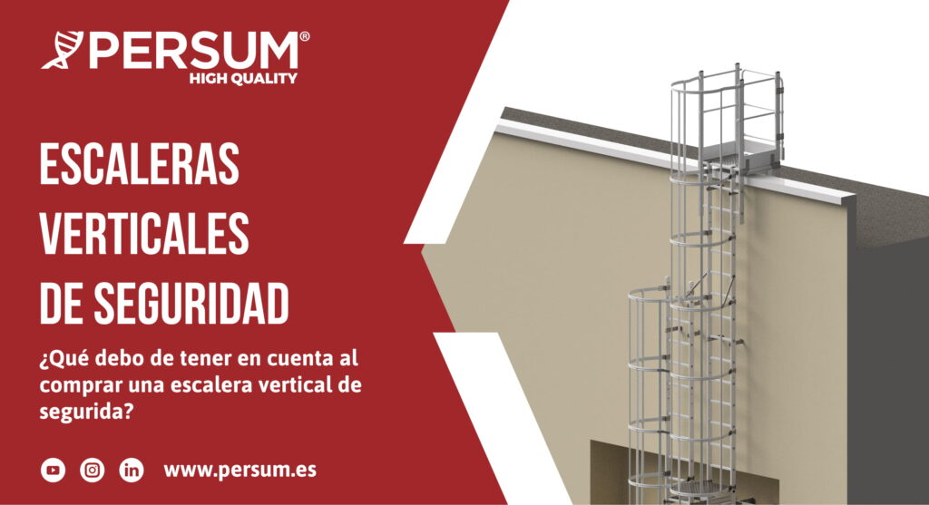 escalera vertical de seguridad con jaula según EN 14122-4