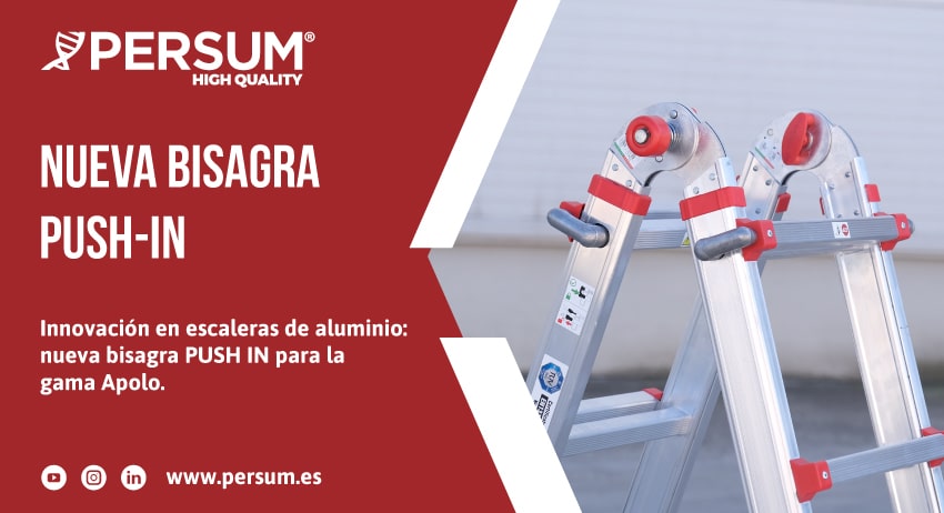 Escalera de aluminio profesional Apolo con nueva bisagra PUSH IN de alta seguridad