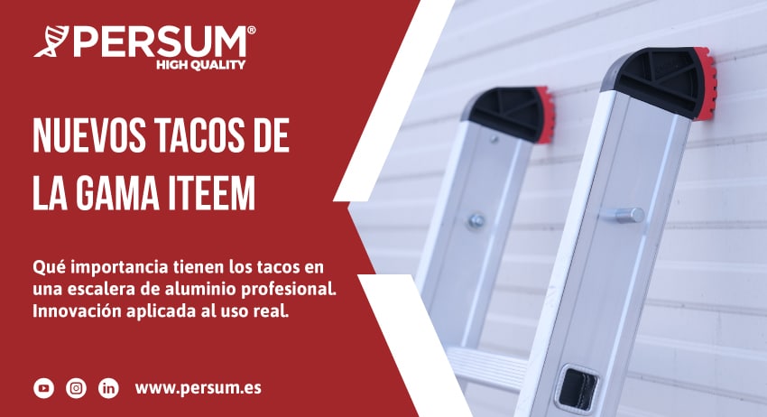 Escalera de aluminio profesional Iteem con nuevos tacos de seguridad